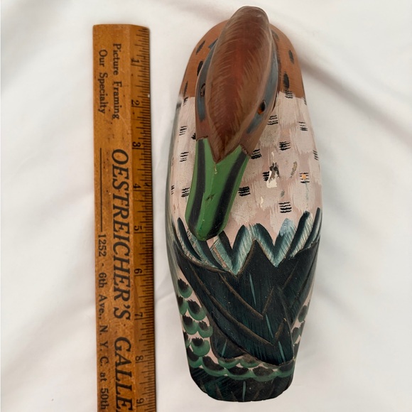 Hand-Painted Wooden Duck Wall Decor - Green and Brown - Picture 4 of 16
